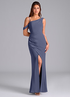 Azazie Madelyn Bridesmaid Dresses Stormy Mermaid One Shoulder Chiffon Convertible Dress image3