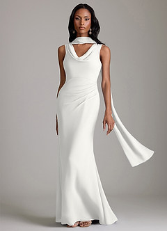 Azazie Linelle Brudtärnklänningar Klä av Sjöjungfru i Chiffong Plisserad Vit image1