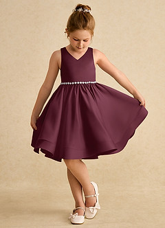 Azazie Julietta Robe Demoiselle D'honneur Fillette Robe Princesse en Tulle Convertible Cabernet image4