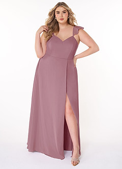 Azazie Everett Bridesmaid Dresses Vintage Mauve A-Line V-neck Ruched Chiffon Dress image6