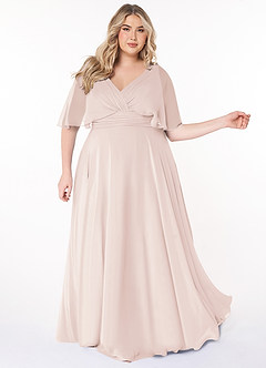 Azazie Pamela Bridesmaid Dresses Rose Petal A-Line V-Neck Pleated Chiffon Dress image8