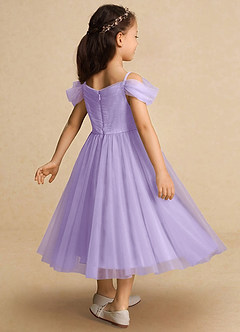 Azazie Lizzette Flower Girl Dresses Lilac A-Line Ruched Tulle Dress image2