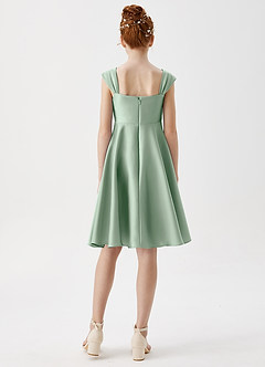 Azazie Amira Junior A-Linie Plissee Stretch-Satin Kleid Agave image2