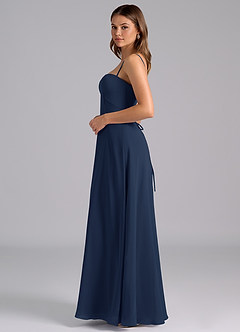Azazie Valentine Bridesmaid Dresses Dark Navy A-Line Corset Chiffon Dress image4