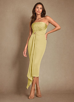 Azazie Dinanta Mother of the Bride Dresses Lemon Sorbet Column Pleated Chiffon Dress image1