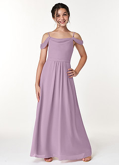 Azazie Alivia Junior Wisteria A-Line Off the Shoulder Chiffon Dress image1
