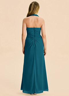 Azazie Destiny Junior Ink Blue Sheath Ruched Chiffon Dress image2