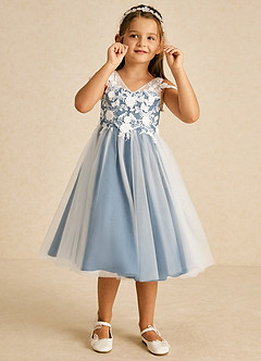 Azazie Sunnie Flower Girl Dresses Bermuda A-Line Lace Tulle Dress image2