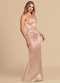 Azazie Sorrel Suknie dla druhen Syrena Gorset Metaliczny satynowy Do ziemi Sukienka image5