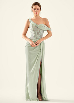 Seraphinalyn Light Green Satin Faced Chiffon Satin Faced Chiffon Prom Dress image5