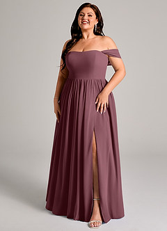 Azazie Calianna Bridesmaid Dresses Sangria A-Line Off the Shoulder Chiffon Convertible Dress image12
