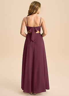 Azazie Shale Junior Vestido Cabernet de Chiffon de Linha A com Arco image1