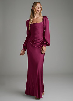 Azazie Brianna Brautjungfernkleider Meerjungfrau-Linie Korsett Stretch-Satin Kleid Rote Pflaume image1