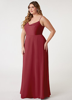 Azazie Daenerys Bridesmaid Dresses Pomegranate A-Line Cowl Chiffon Dress image10