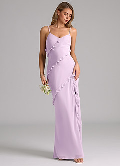 Azazie Nancie Bridesmaid Dresses Frosted Lilac Mermaid Ruched Chiffon Dress image5