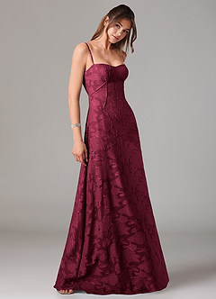 Azazie Valentine Bridesmaid Dresses Burgundy A-Line Sweetheart Neckline Floral Burnout Dress image4