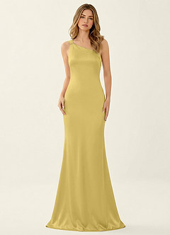 Persephone Amarillo Pastel Vestido de fiesta de satén image5