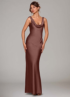 Azazie Rylina Bridesmaid Dresses Espresso Mermaid Stretch Satin Dress image8