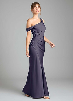 Azazie Madelyn Bridesmaid Dresses Stormy Mermaid One Shoulder Stretch Satin Convertible Dress image5