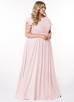 Azazie Daphne Modest Bridesmaid Dresses A-Line Ruffled Chiffon Floor-Length Dress image4