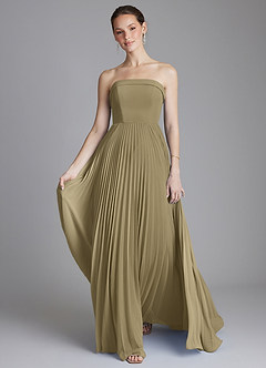 Azazie Mariana Bridesmaid Dresses Moss Green A-Line Strapless Chiffon Dress image5