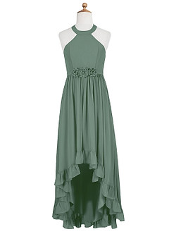 Azazie Hermione Junior Eucalyptus A-Line Chiffon Dress image6