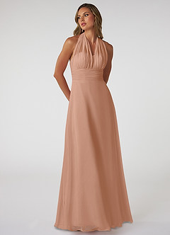 Azazie Fifi Bridesmaid Dresses Champagne Rose A-Line Strapless Chiffon Convertible Dress image6