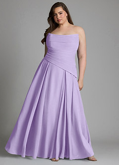 Azazie Gabriela Robes de demoiselle d'honneur Robe Trapèze en Mousseline de soie Corset Lilas image15