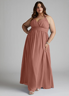 Azazie Ashia Final Sale Cedar Rose A-Line Pleated Chiffon Dress image7