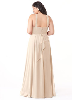 Azazie Dixie Bridesmaid Dresses White Alabaster A-Line Halter Pleated Chiffon Dress image10