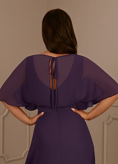 Azazie Oksana Mother of the Bride Dresses Plum A-Line V-Neck Pleated Chiffon Dress image5