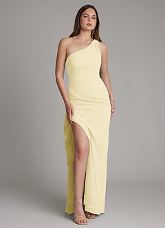 Azazie Latrice Jurken voor thuis passen Jurk van Chiffon met Kolom Ruches Citroensorbet image5