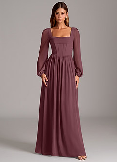 Azazie Maree Bridesmaid Dresses Sangria A-Line Corset Chiffon Dress image5