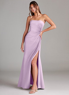 Azazie Aliani Bridesmaid Dresses Frosted Lilac Sheath Strapless Chiffon Convertible Dress image4