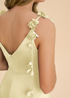 Azazie Gumdrop Junior Lemon Sorbet Empire Pleated Stretch Satin Dress image6