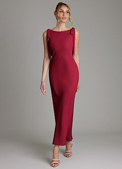 Azazie Luddie Bridesmaid Dresses Burgundy Mermaid Bow Chiffon Dress image4