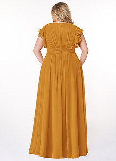 Azazie Daphne Modest Bridesmaid Dresses A-Line Ruffled Chiffon Floor-Length Dress image7
