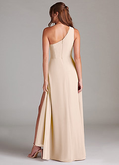 Azazie Brooke Bridesmaid Dresses White Alabaster A-Line One Shoulder Chiffon Dress image7