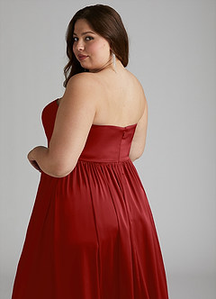 Azazie Morana Bridesmaid Dresses Pomegranate A-Line Off the Shoulder Stretch Satin Convertible Dress image20