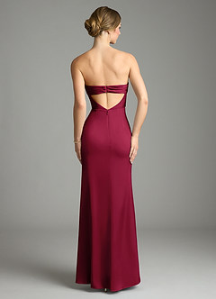 Azazie Leonis Bridesmaid Dresses Burgundy Mermaid Pleated Stretch Satin Convertible Dress image2