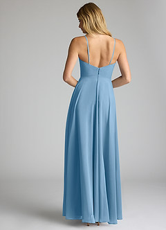 Azazie Akita Bridesmaid Dresses Steel Blue A-Line Chiffon Dress image4