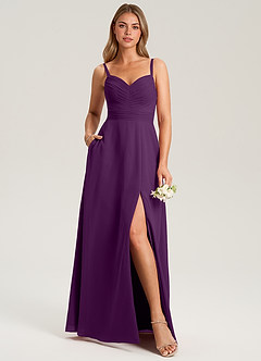 Azazie Terese Bridesmaid Dresses Grape A-Line Pleated Chiffon Dress image6