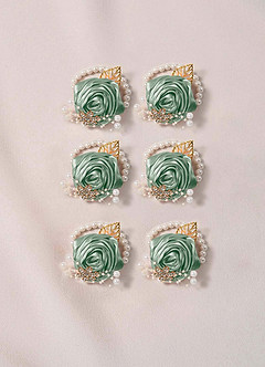 front 6PC Matching Color Bridesmaids Wrist Corsage with Pearl Bracelet