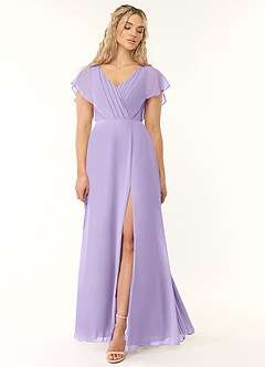 Azazie Rylee Bridesmaid Dresses Lilac A-Line Pleated Chiffon Dress image1