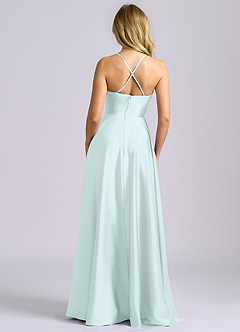 Azazie Truce Bridesmaid Dresses Sea Glass A-Line Stretch Satin Dress image2