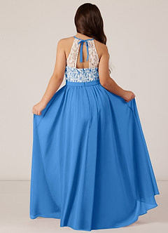 Azazie Fahari Junior Blue Jay A-Line Lace Chiffon Dress image1