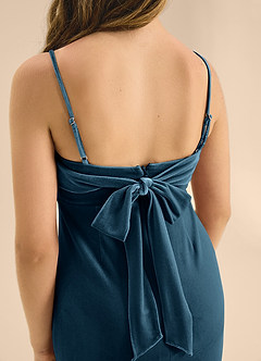 Azazie Mai Junior Blue Topaz A-Line Sweetheart Neckline Velvet Dress image8