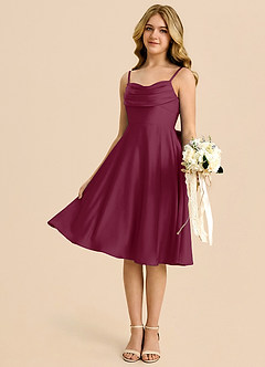 Azazie Bear Junior Mulberry A-Line Sweetheart Neckline Stretch Satin Dress image4
