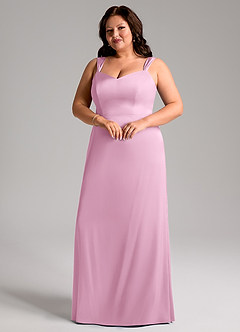 Azazie Denice Brudtärnklänningar Klänning av Tubklänning i Stretch Satin Plisserad Godisrosa image2