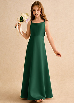 Azazie Joella Girls Formal Flower Girl Klänningar Klänning A-Line i Matt satäng Plisserad image3
